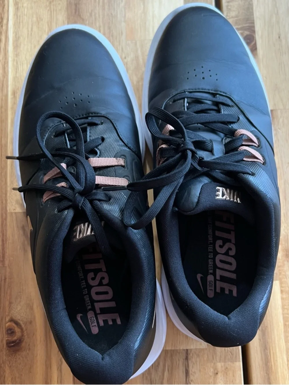 Nike Golf Shoes Women 7.5 Black Rose Gold Comfort Grip Athletic Sneaker